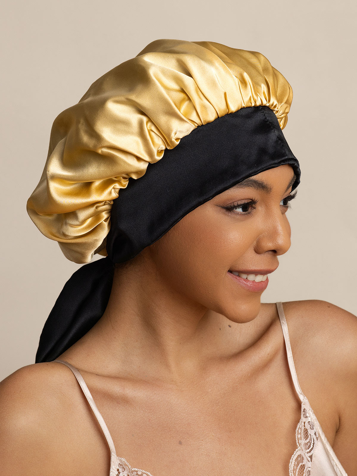 [Champagne] SilkSilky-AU Pure Silk Sleep Cap 002