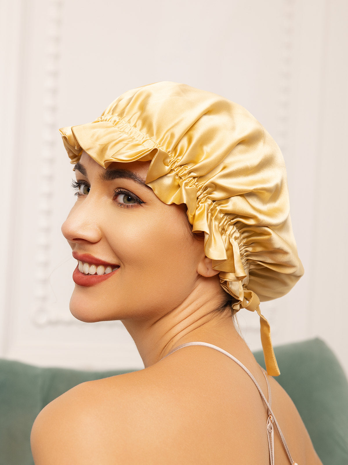 [Champagne] SilkSilky-AU Pure Silk Sleep Cap 003