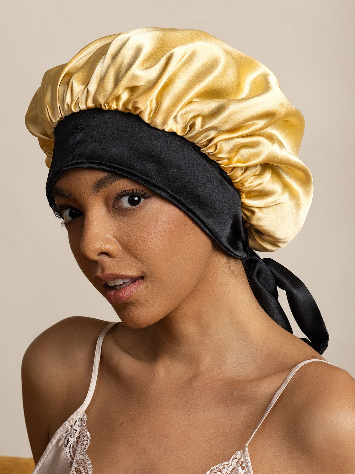 [Champagne] SilkSilky-AU Pure Silk Sleep Cap 003