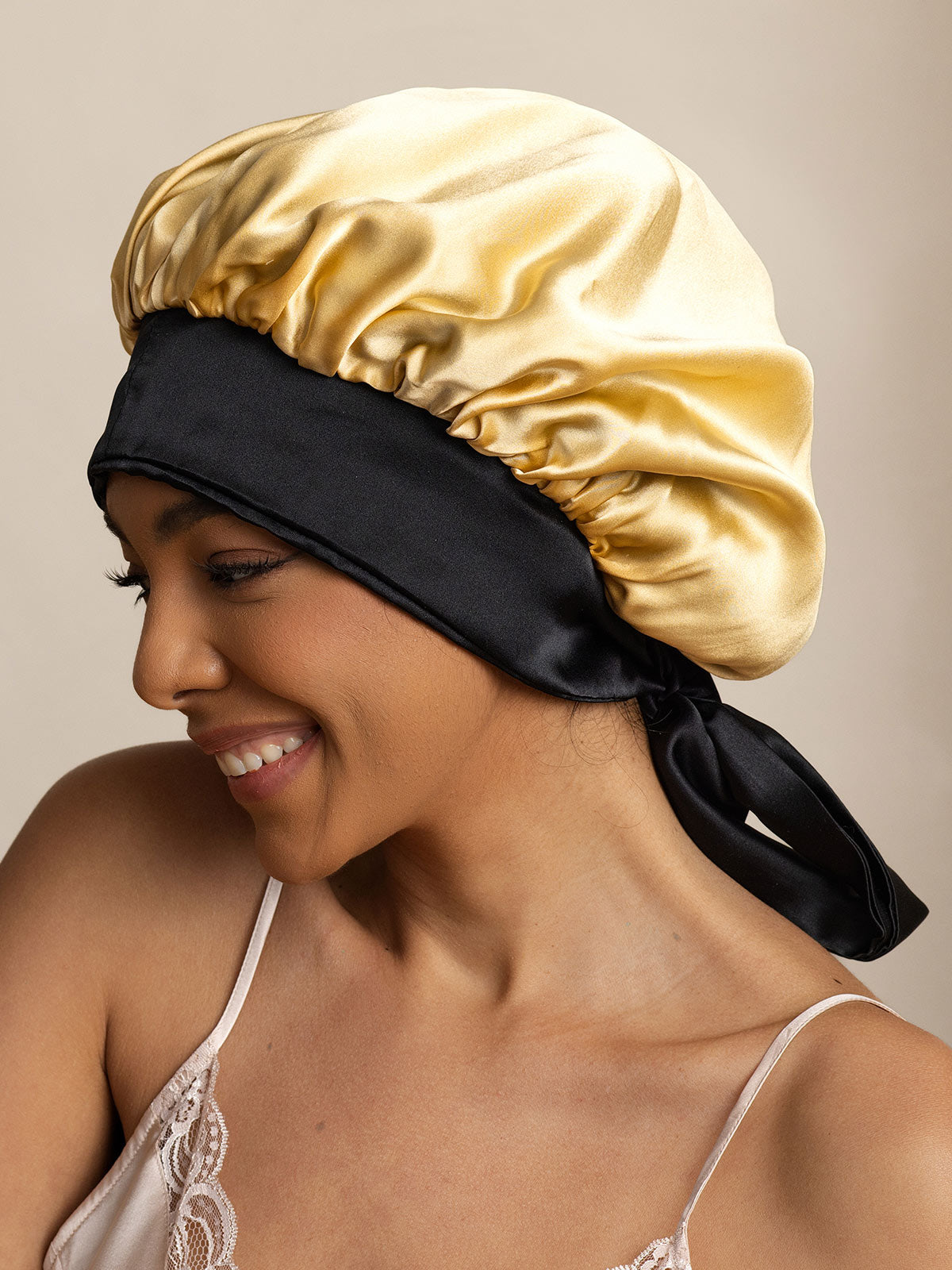 [Champagne] SilkSilky-AU Pure Silk Sleep Cap 005