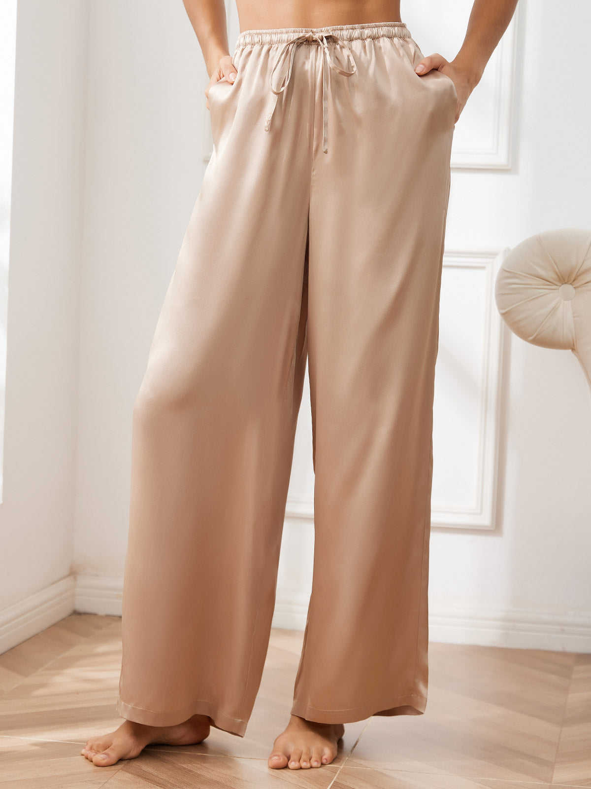 [Champagne] SilkSilky-AU Pure Silk Womens Pants 003