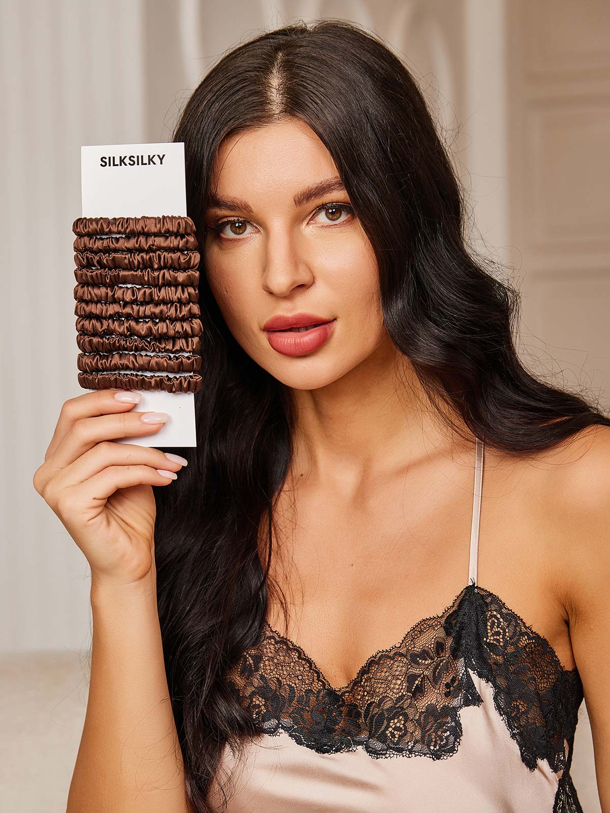 [Coffee] SilkSilky-AU 19Momme Pure Silk Scrunchie 001