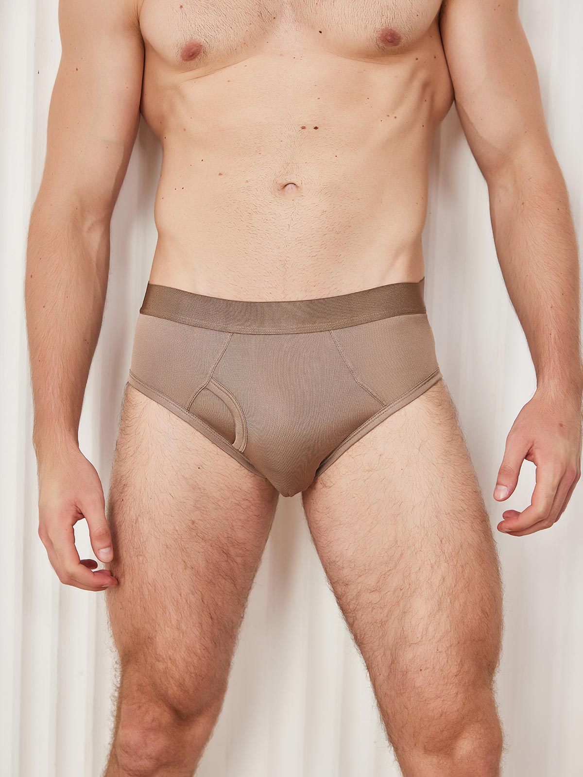 [Coffee] SilkSilky-AU Silk Knitted Mens Underwear 002