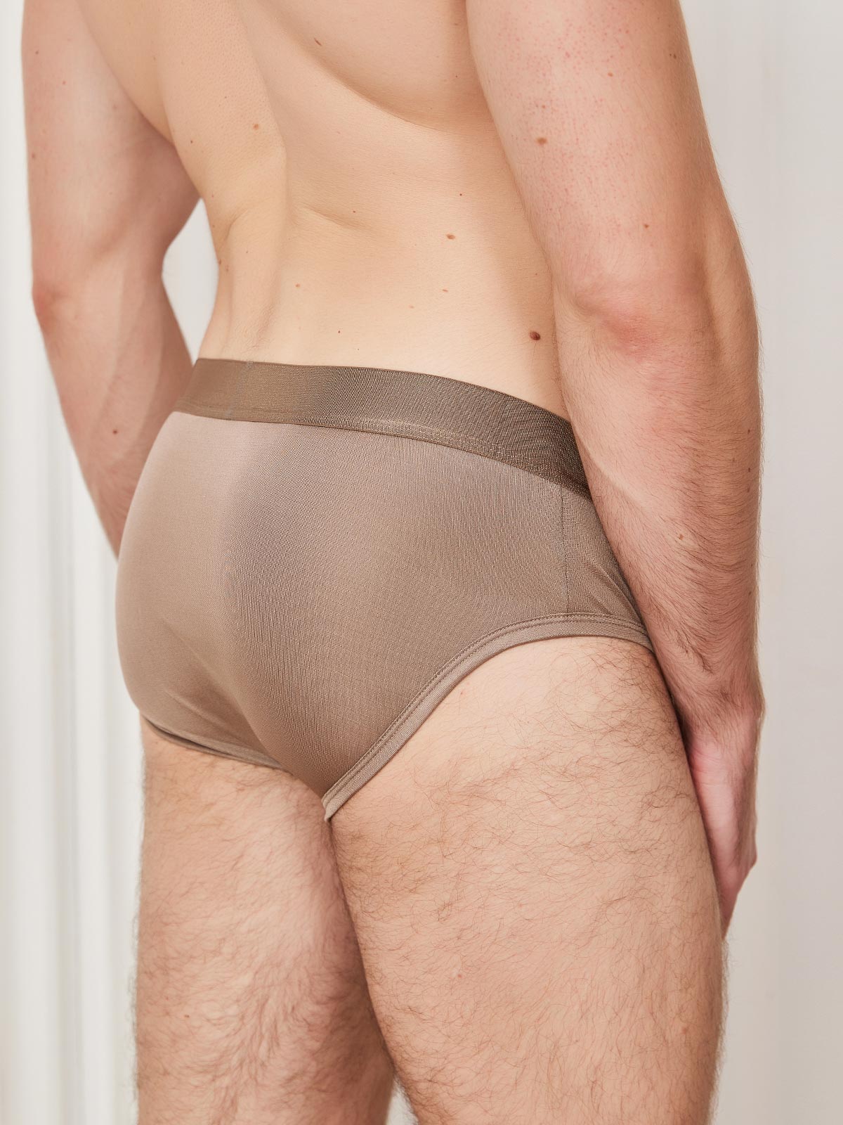 [Coffee] SilkSilky-AU Silk Knitted Mens Underwear 003