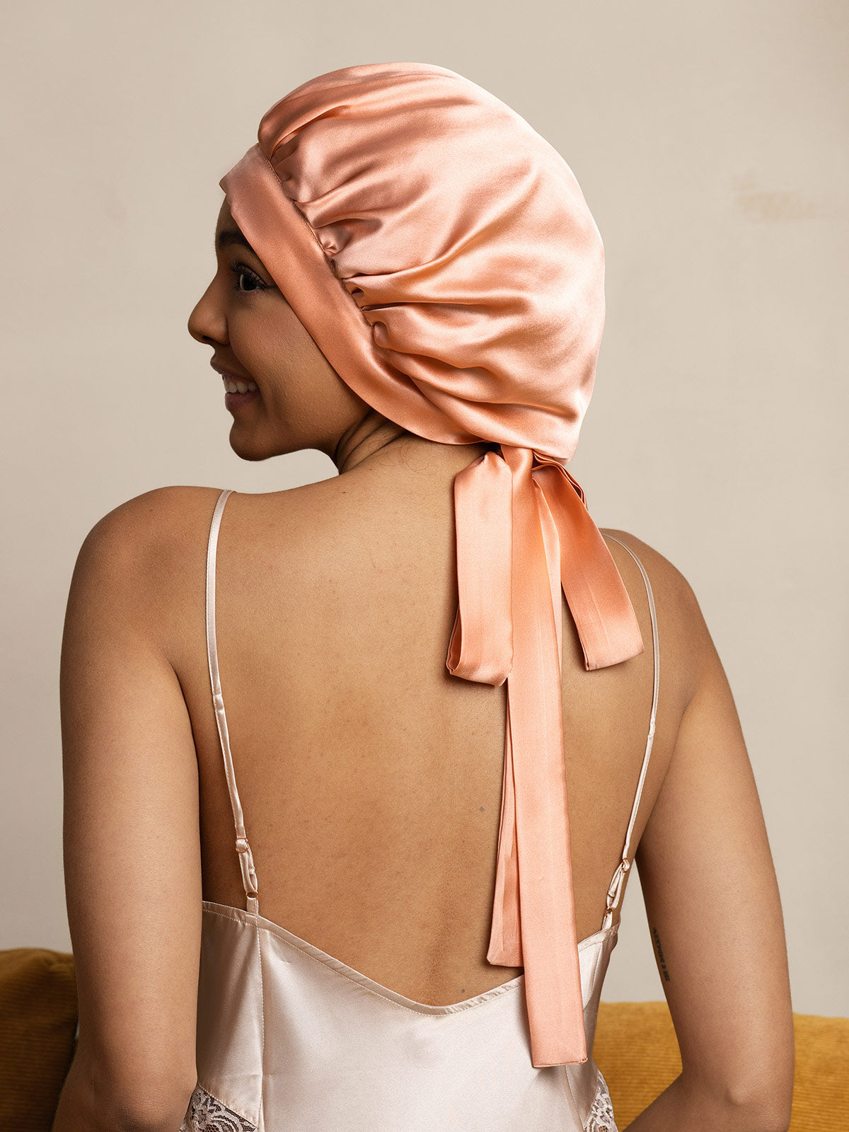 [Coral Pink] SilkSilky-AU Pure Silk Sleep Cap 005