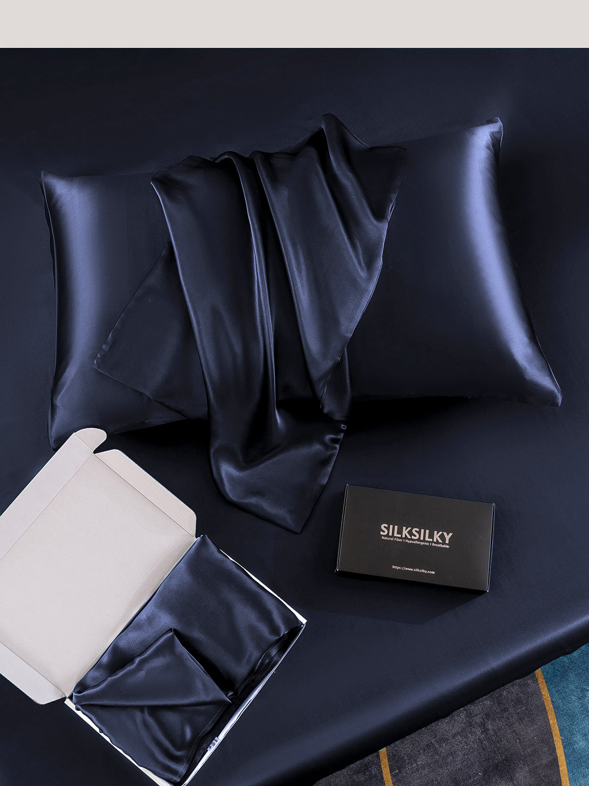 [Dark Blue] SilkSilky-AU 19Momme Pure Silk Pillowcase 007