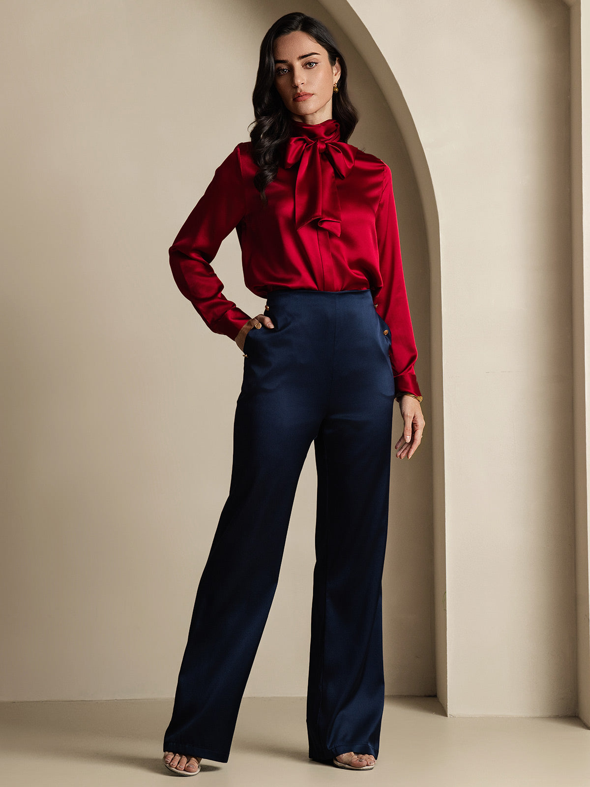 [Dark Blue] SilkSilky-AU 19Momme Silk Womens Pants 001