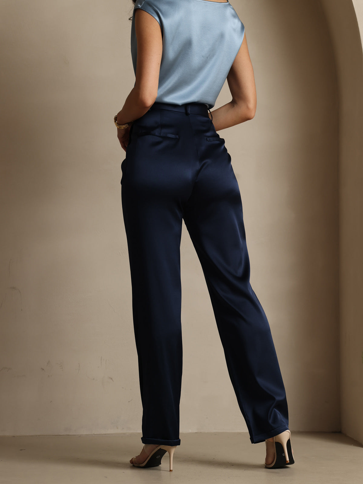 [Dark Blue] SilkSilky-AU 19Momme Silk Womens Pants 002