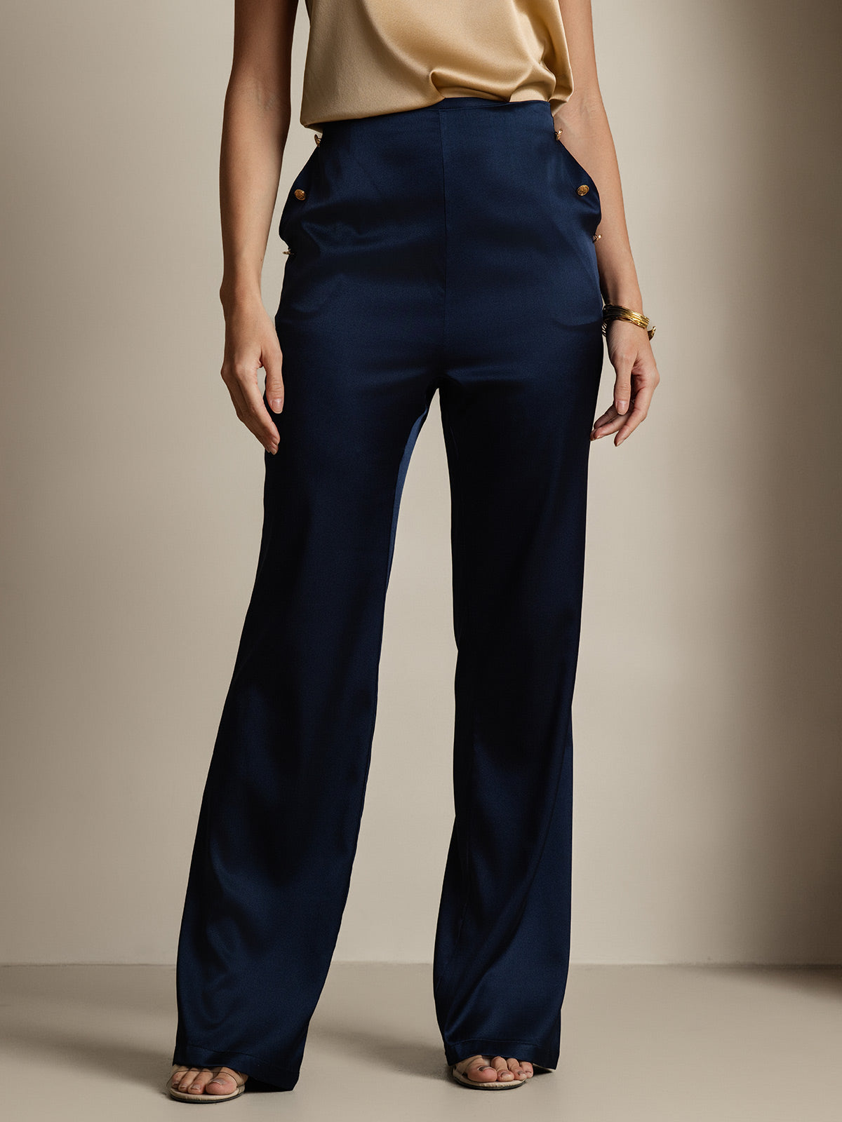 [Dark Blue] SilkSilky-AU 19Momme Silk Womens Pants 003
