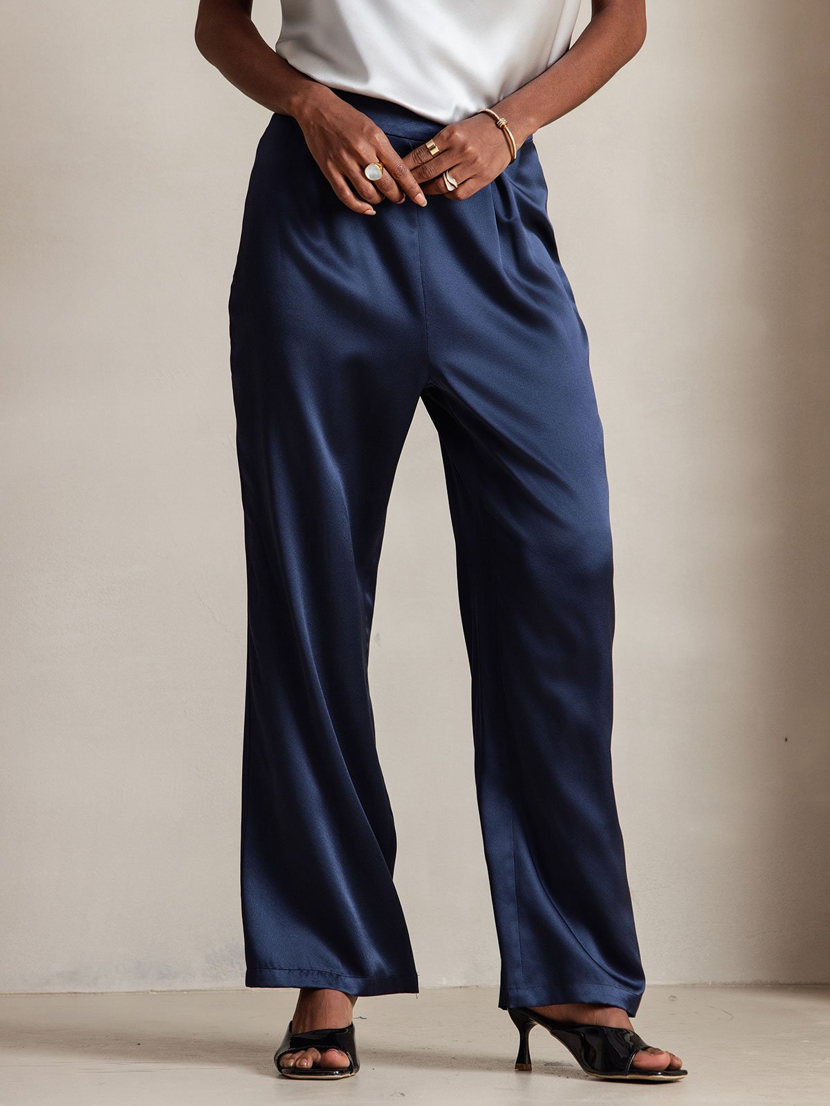 [Dark Blue] SilkSilky-AU 19Momme Silk Womens Pants 003