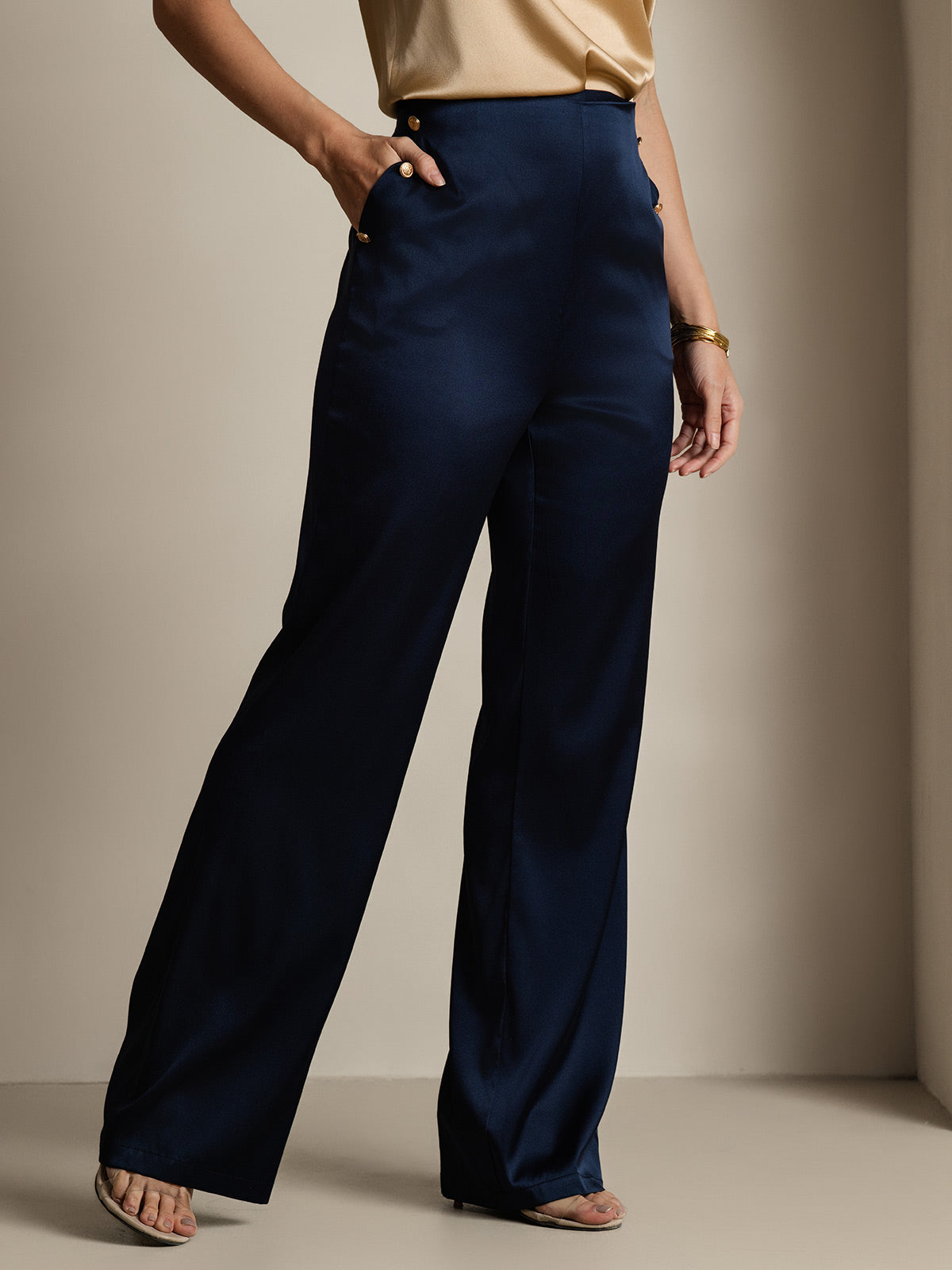 [Dark Blue] SilkSilky-AU 19Momme Silk Womens Pants 004