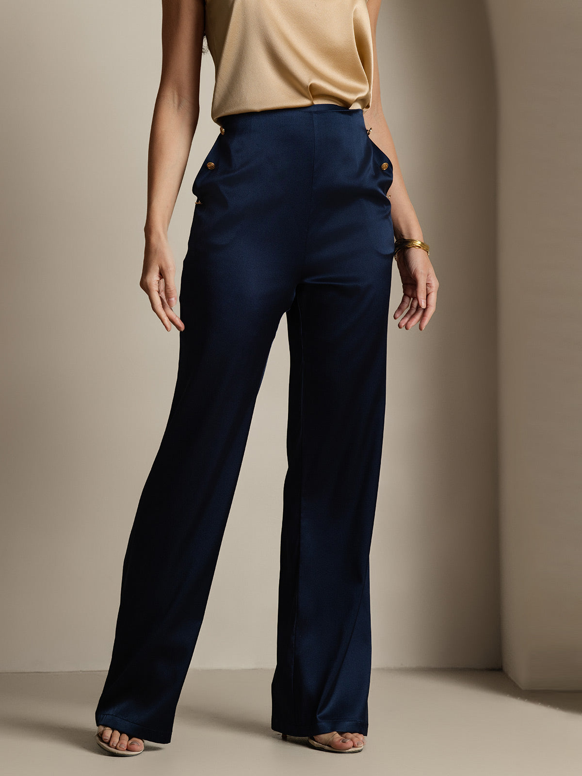 [Dark Blue] SilkSilky-AU 19Momme Silk Womens Pants 005