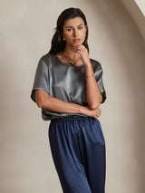 [Dark Blue] SilkSilky-AU 19Momme Silk Womens Pants 006,