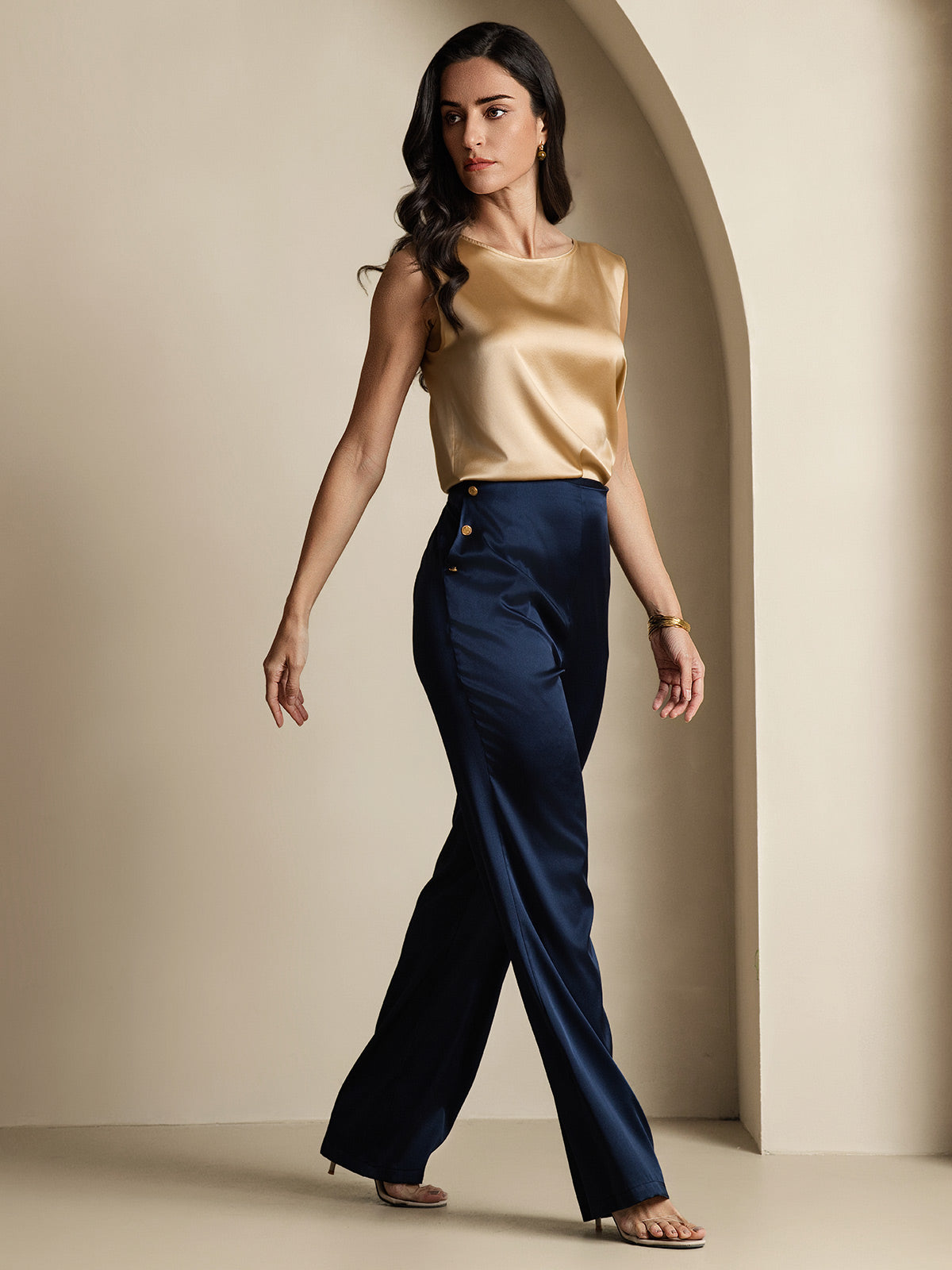 [Dark Blue] SilkSilky-AU 19Momme Silk Womens Pants 007