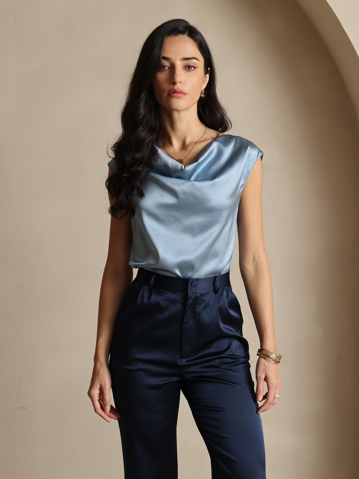 [Dark Blue] SilkSilky-AU 19Momme Silk Womens Pants 009