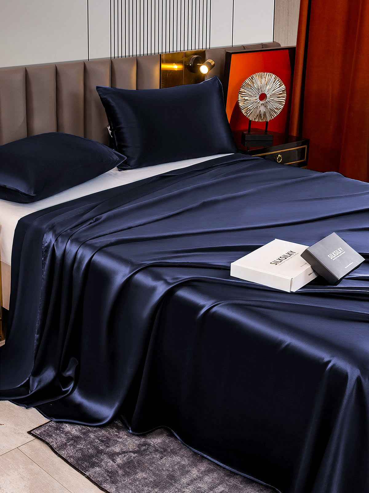 [Dark Blue] SilkSilky-AU 22Momme Pure Silk Bedding Set 004