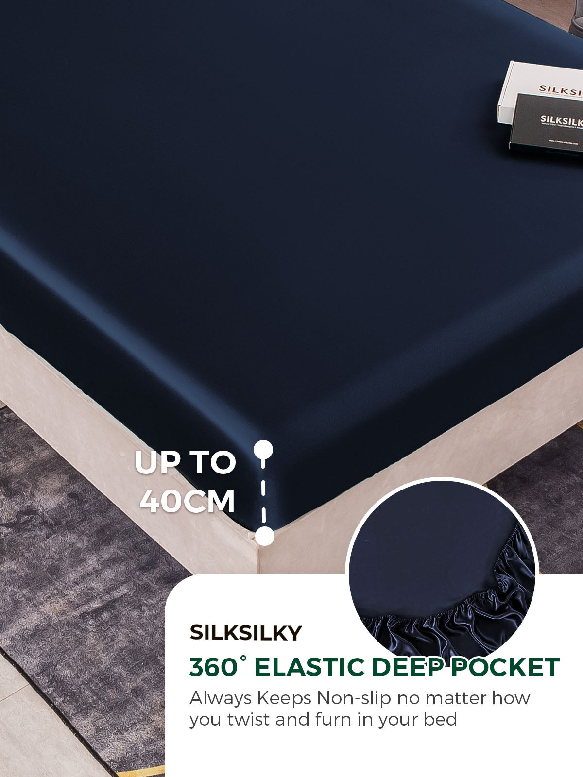 [Dark Blue] SilkSilky-AU 22Momme Pure Silk Bedding Set 004