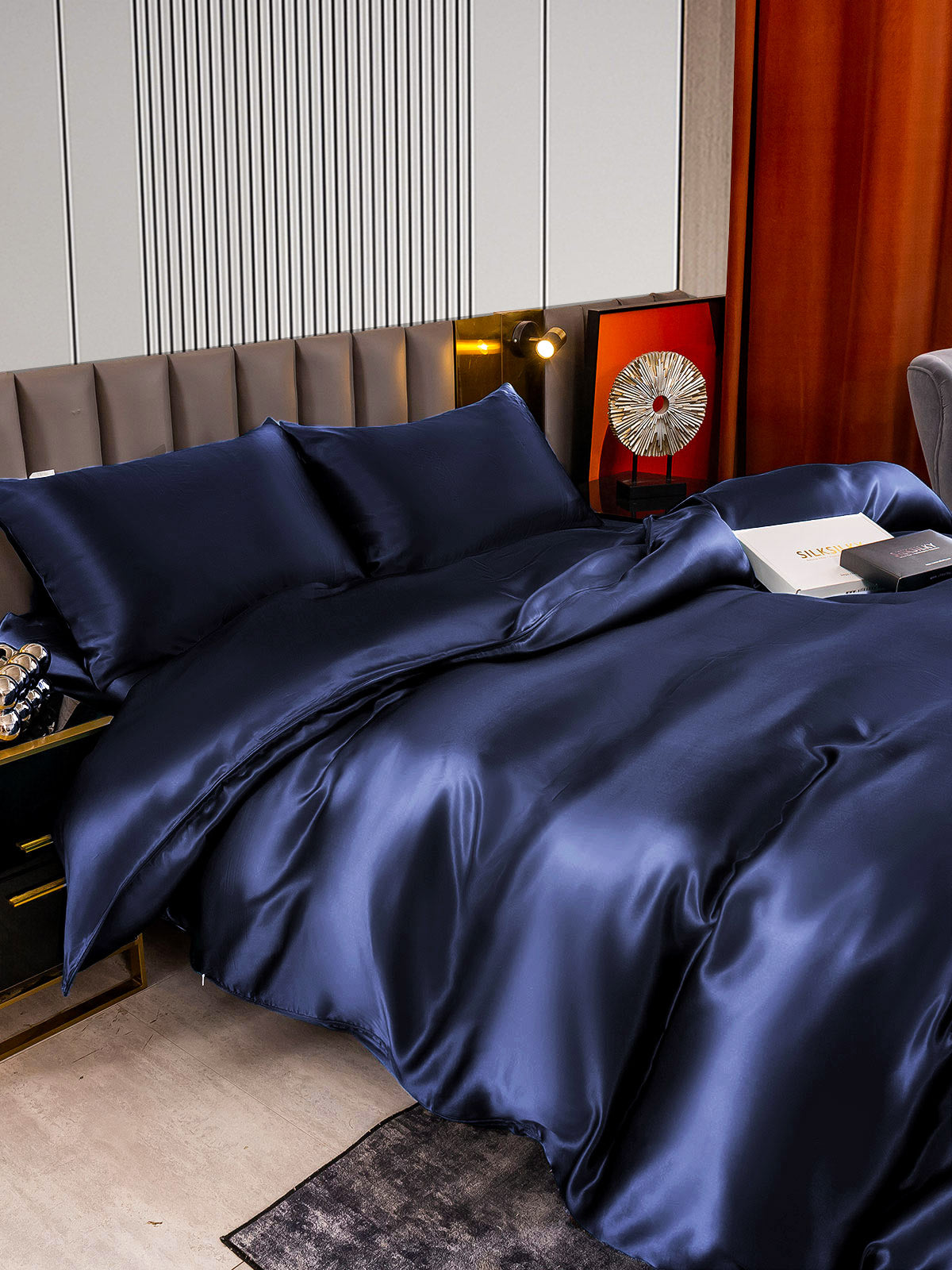 [Dark Blue] SilkSilky-AU 22Momme Pure Silk Bedding Set 006