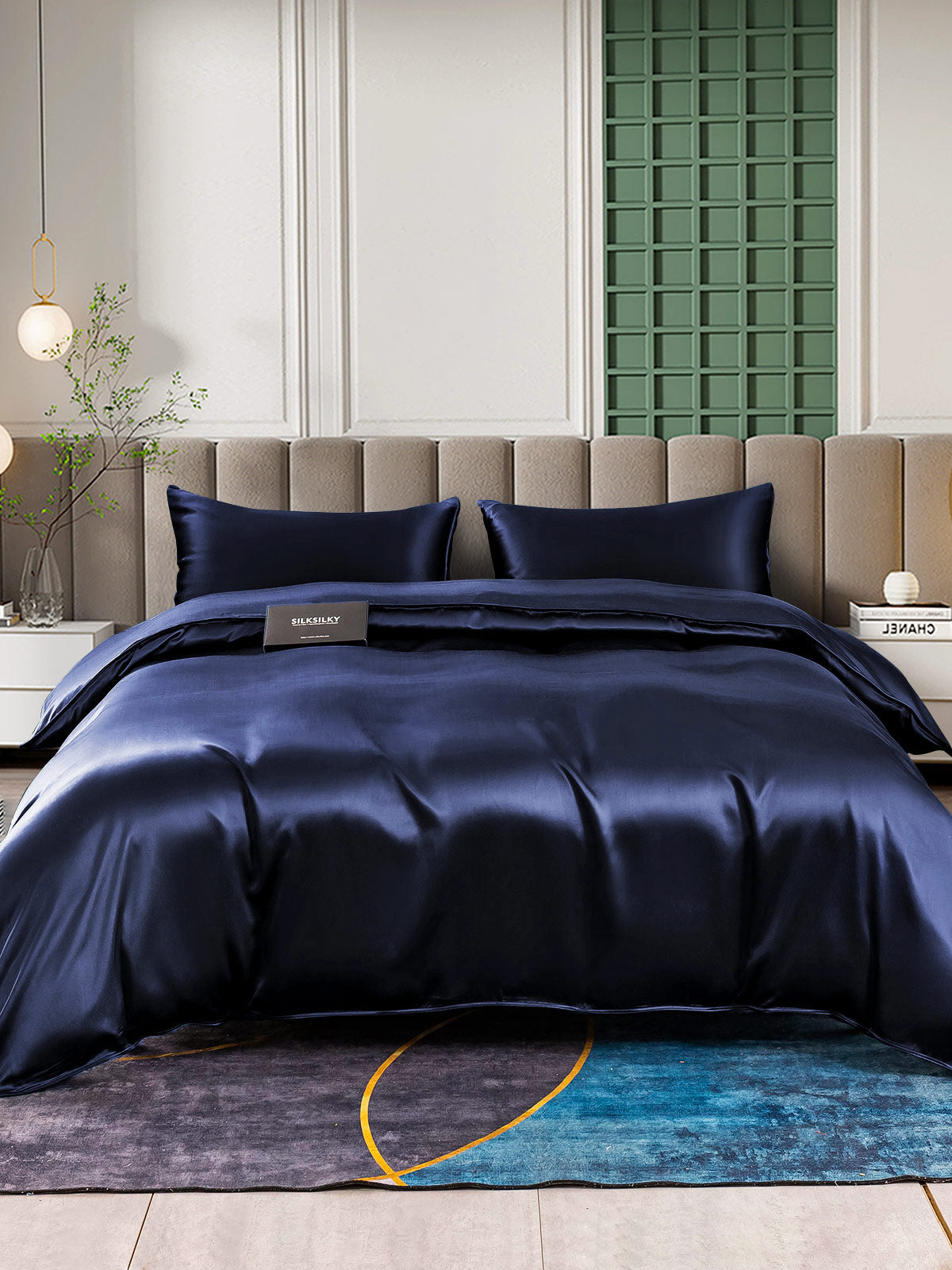[Dark Blue] SilkSilky-AU 25Momme Pure Silk Bedding Set 002