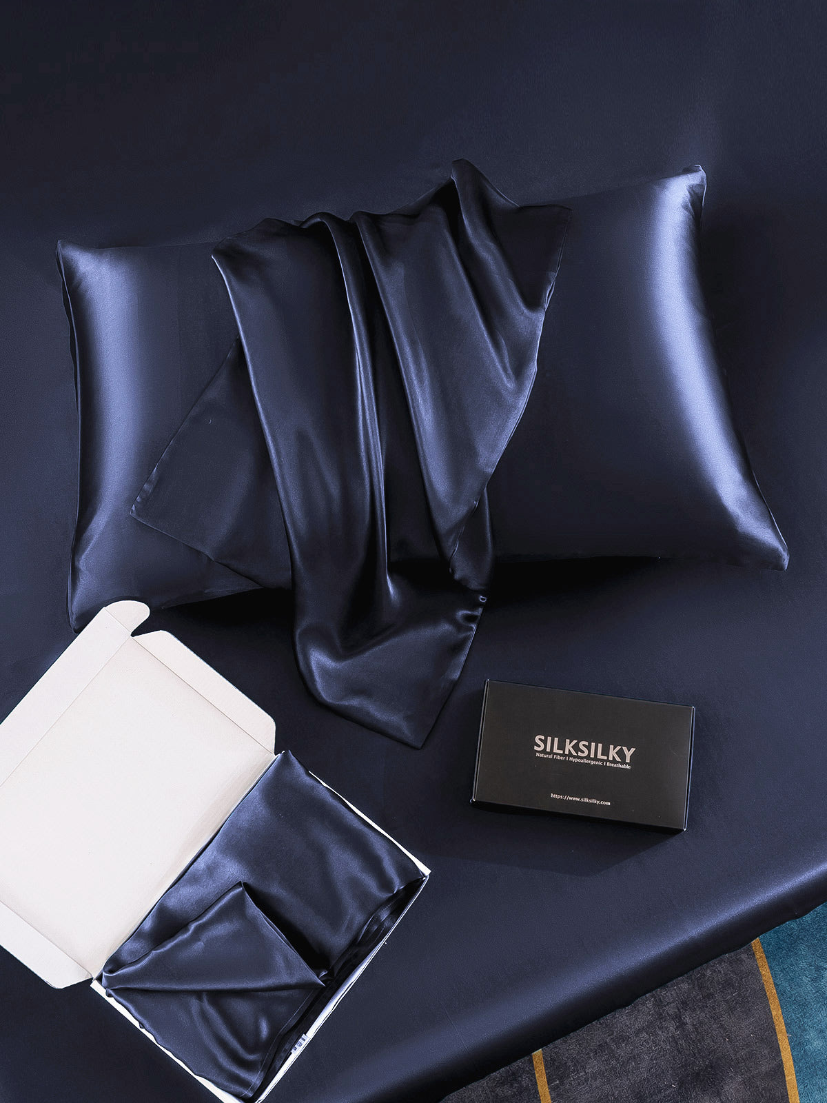 [Dark Blue] SilkSilky-AU 30Momme Pure Silk Pillowcase 005