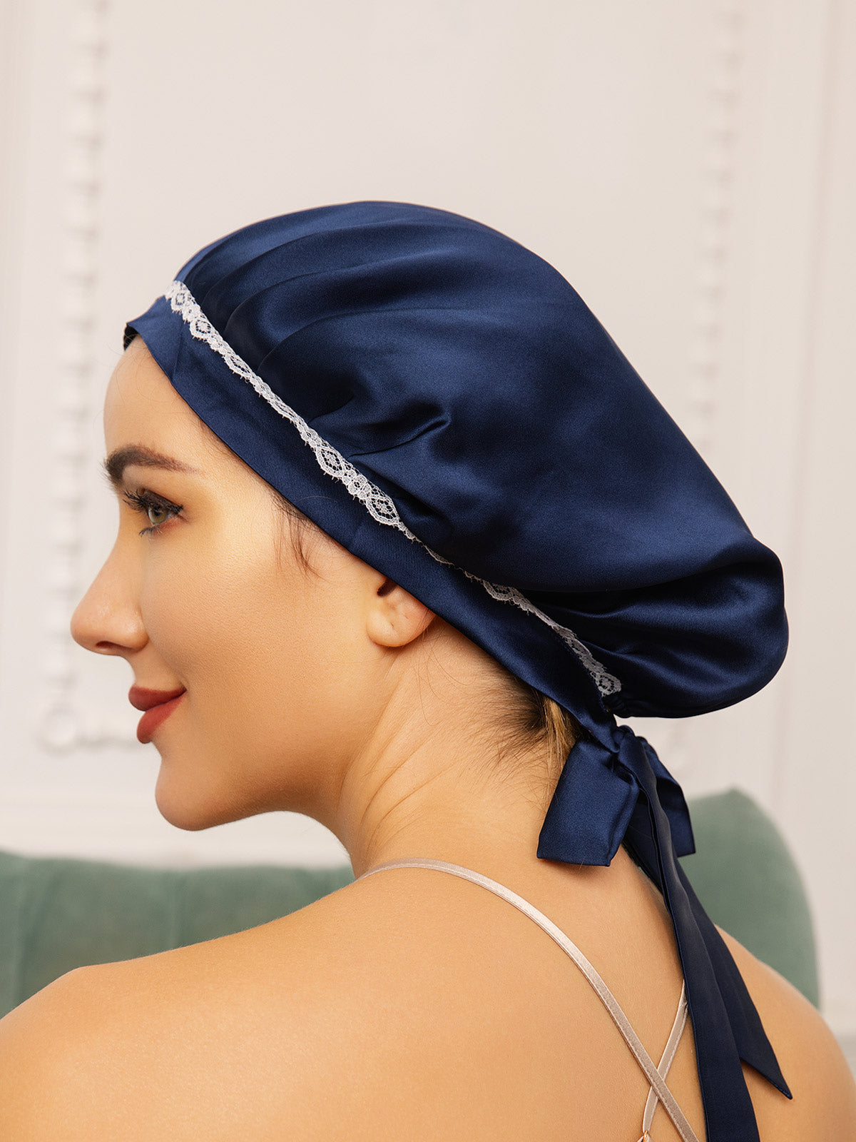 [Dark Blue] SilkSilky-AU Pure Silk Sleep Cap 001