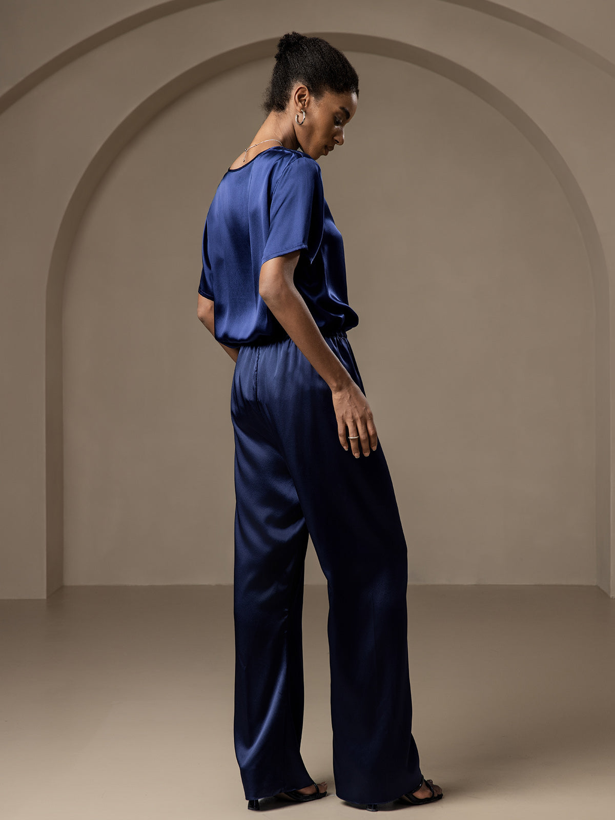 [Dark Blue] SilkSilky-AU Pure Silk Womens Pants 002