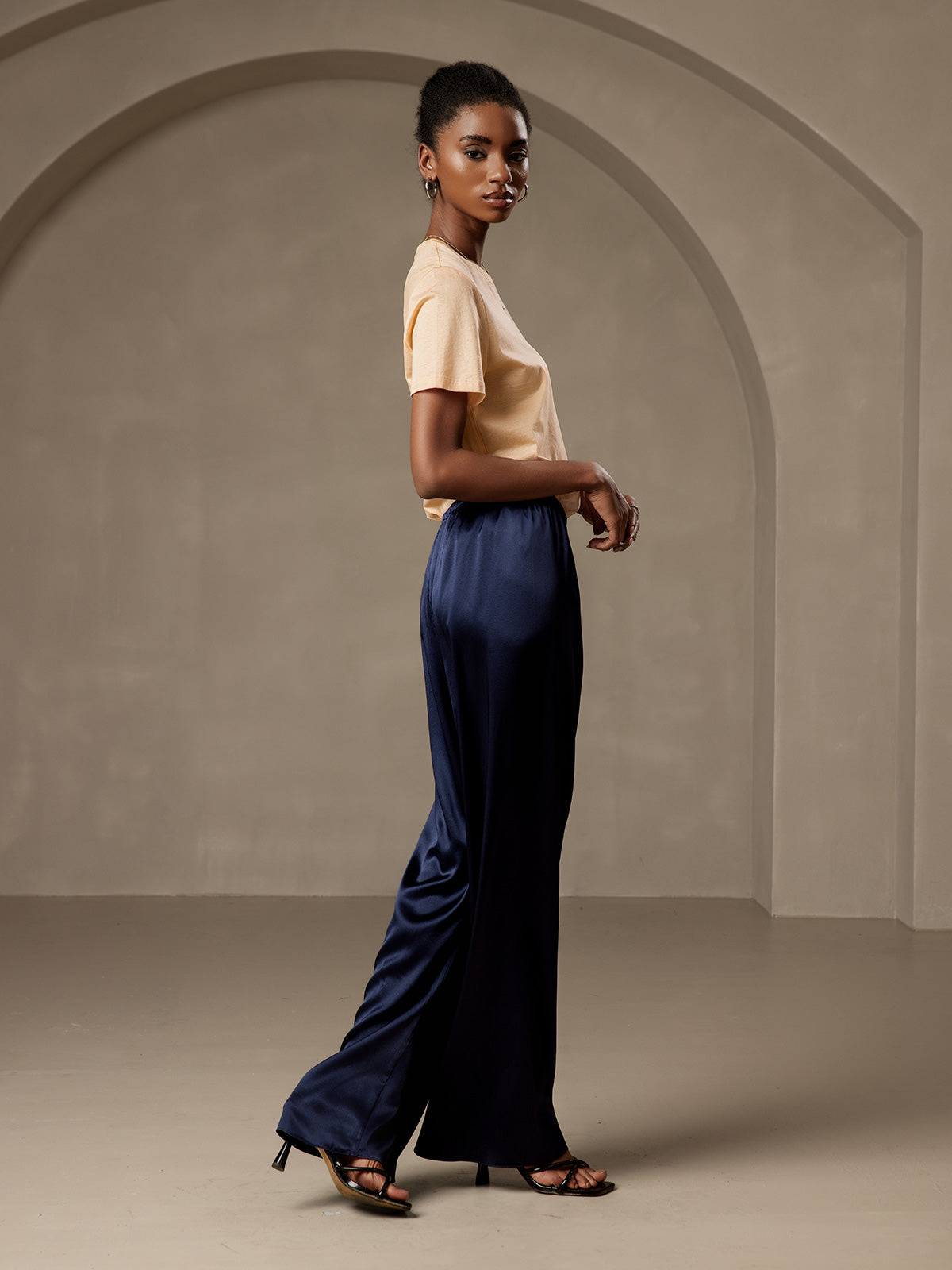 [Dark Blue] SilkSilky-AU Pure Silk Womens Pants 004