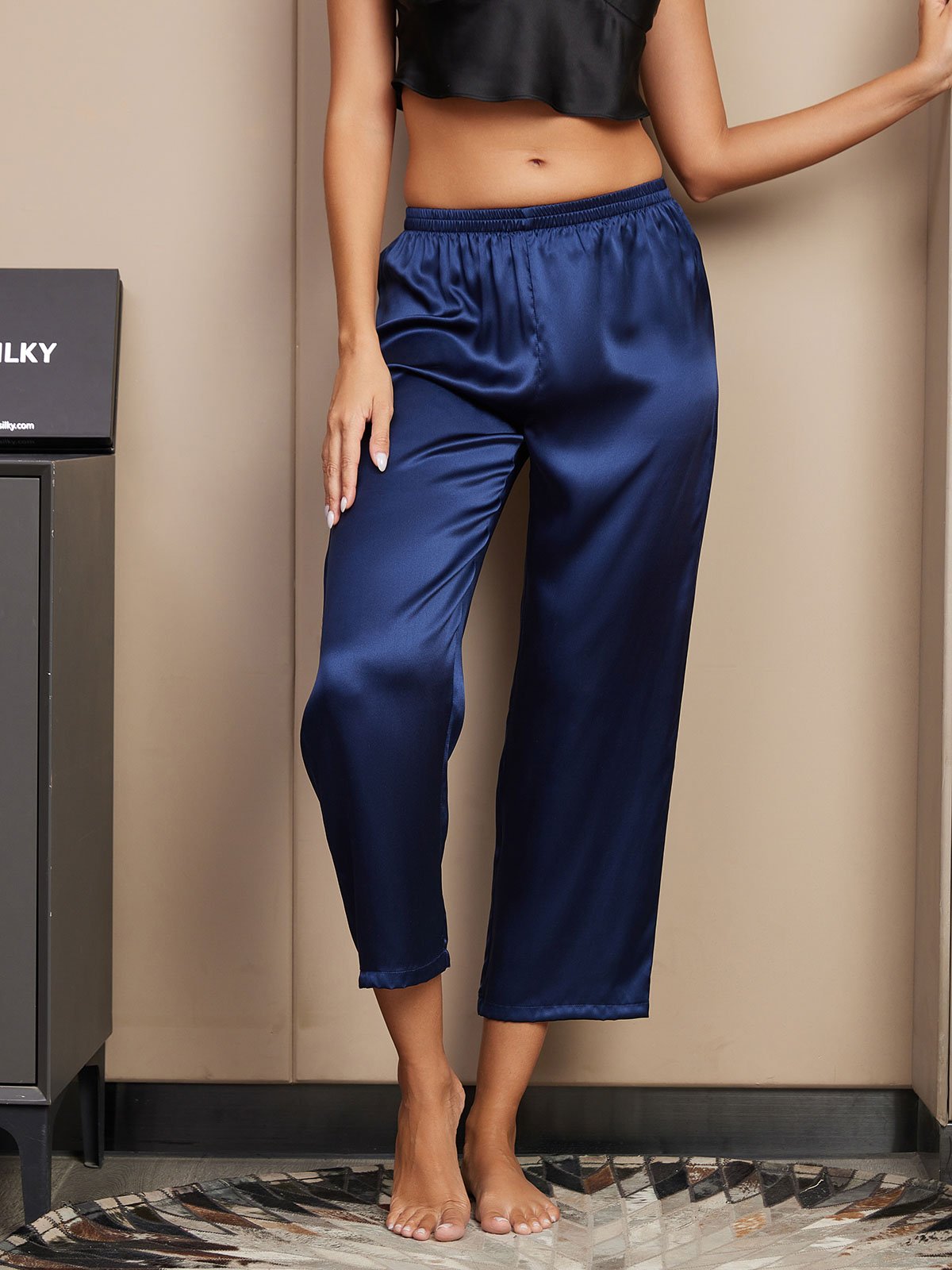 [Dark Blue] SilkSilky-AU Pure Silk Womens Sleep Bottoms 004
