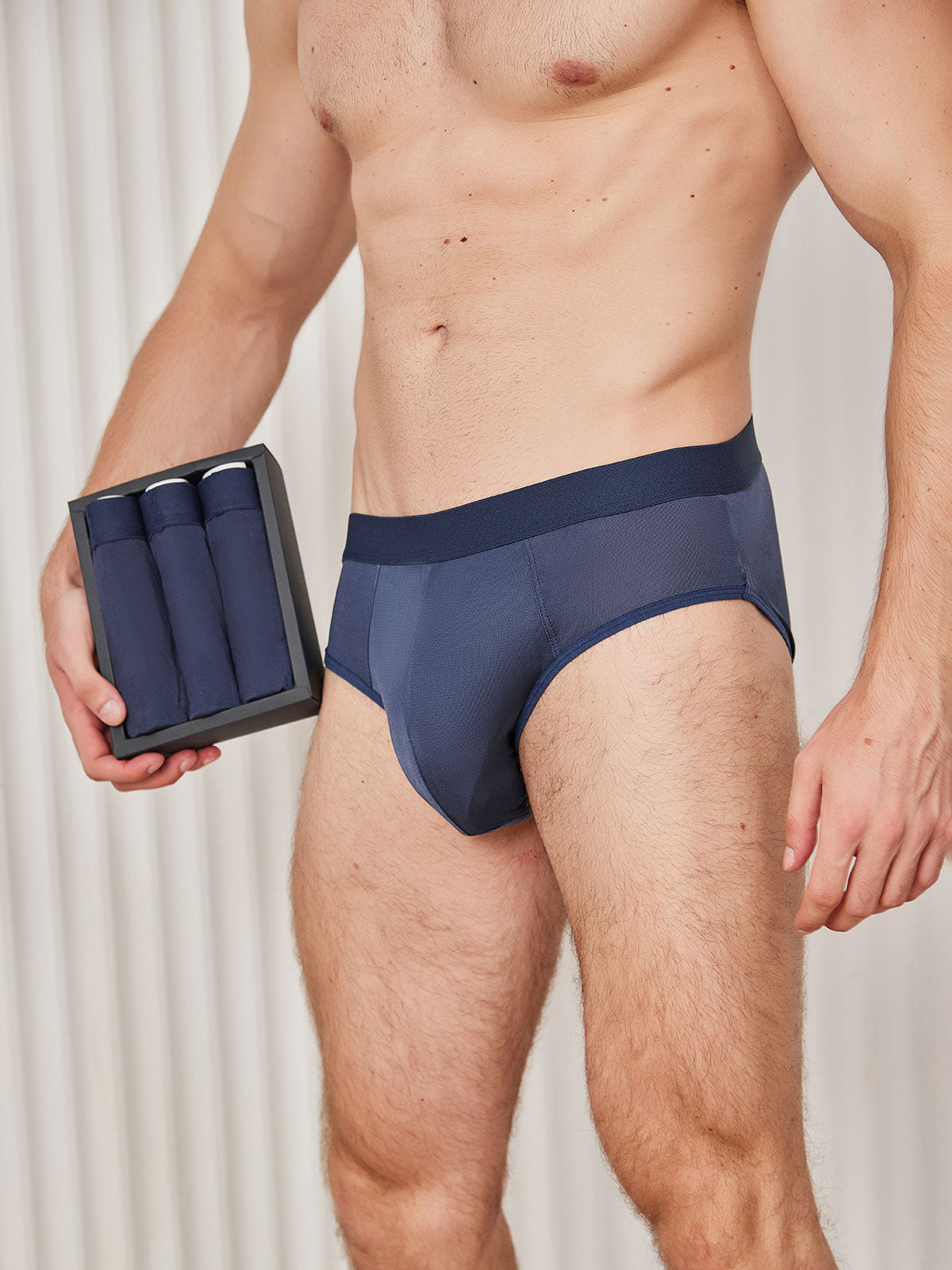 [Dark Blue] SilkSilky-AU Silk Knitted Mens Underwear 001