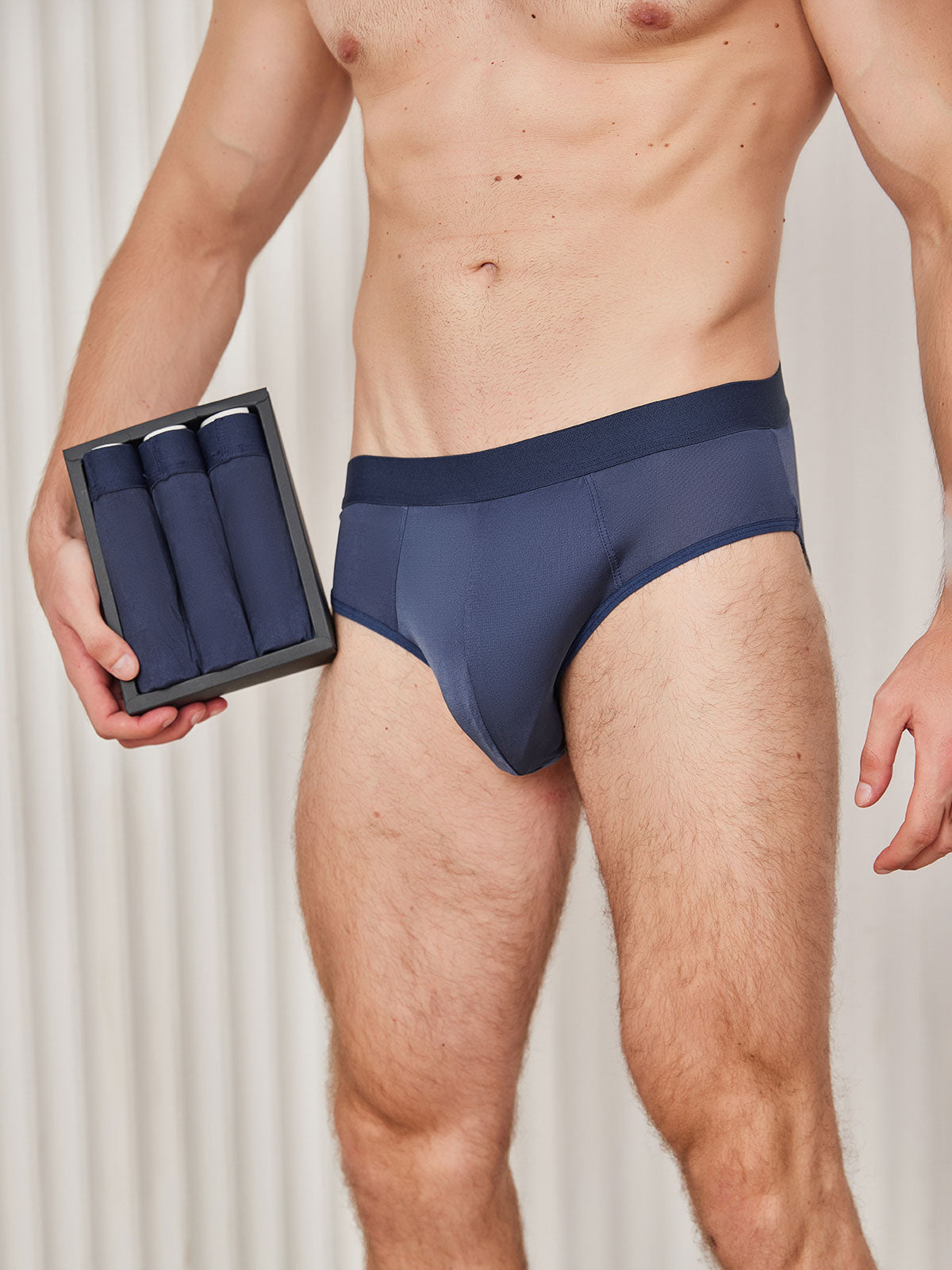 [Dark Blue] SilkSilky-AU Silk Knitted Mens Underwear 002