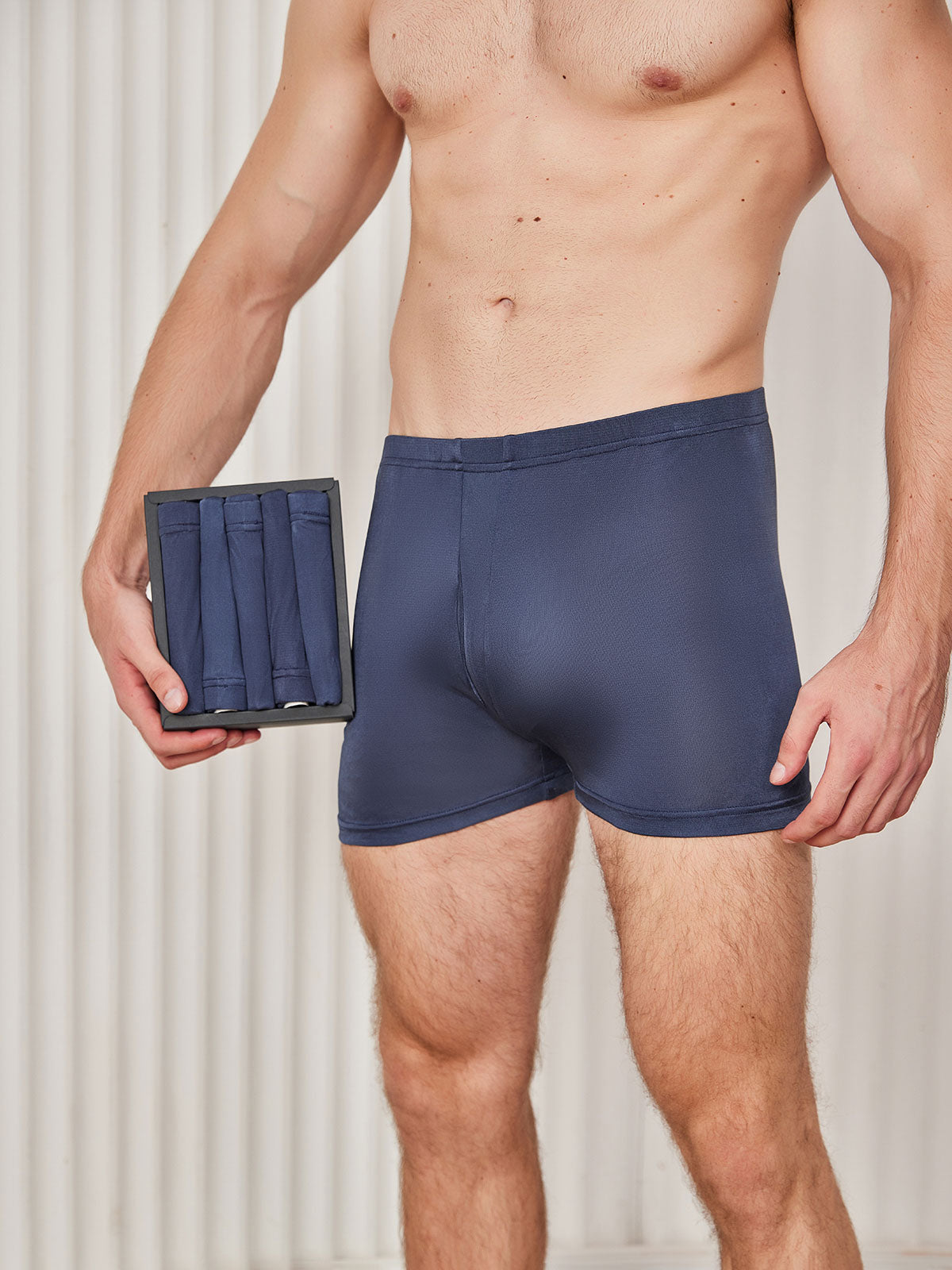 [Dark Blue] SilkSilky-AU Silk Knitted Mens Underwear 003