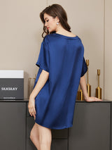 [Dark Blue] SilkSilky-AU Short Sleeve Round Neck Women's Pyjamas 002