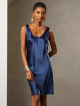 [Dark Blue] SilkSilky-AU Sleeveless Scoop Neck Dress 001
