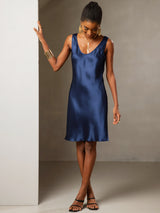 [Dark Blue] SilkSilky-AU Sleeveless Scoop Neck Dress 007