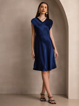 [Dark Blue] SilkSilky-AU Sleeveless V Neck Dress 004
