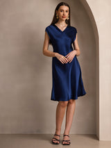 [Dark Blue] SilkSilky-AU Sleeveless V Neck Dress 005