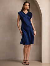 [Dark Blue] SilkSilky-AU Sleeveless V Neck Dress 006