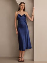 [Dark Blue] SilkSilky-AU Sleeveless Cowl Neck Dress 001