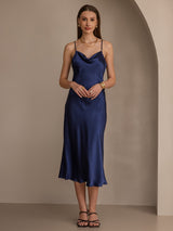 [Dark Blue] SilkSilky-AU Sleeveless Cowl Neck Dress 004