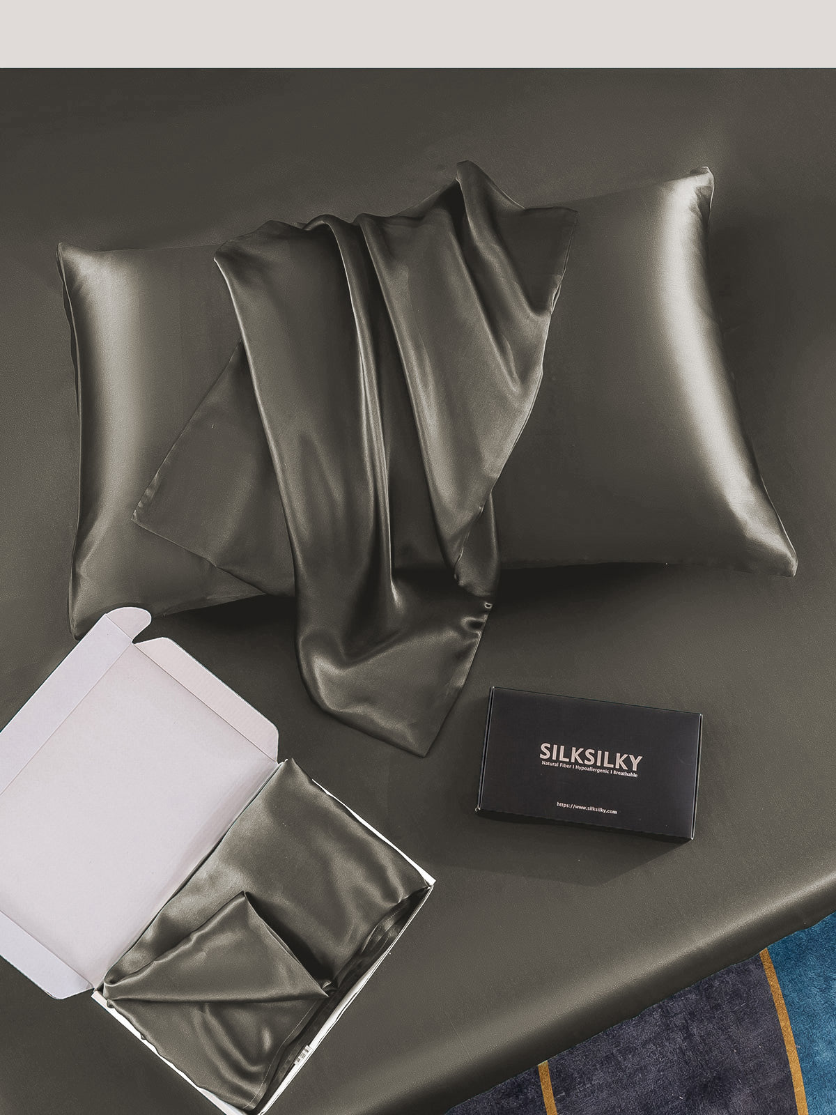 [Dark Gray] SilkSilky-AU 19Momme Pure Silk Pillowcase 007