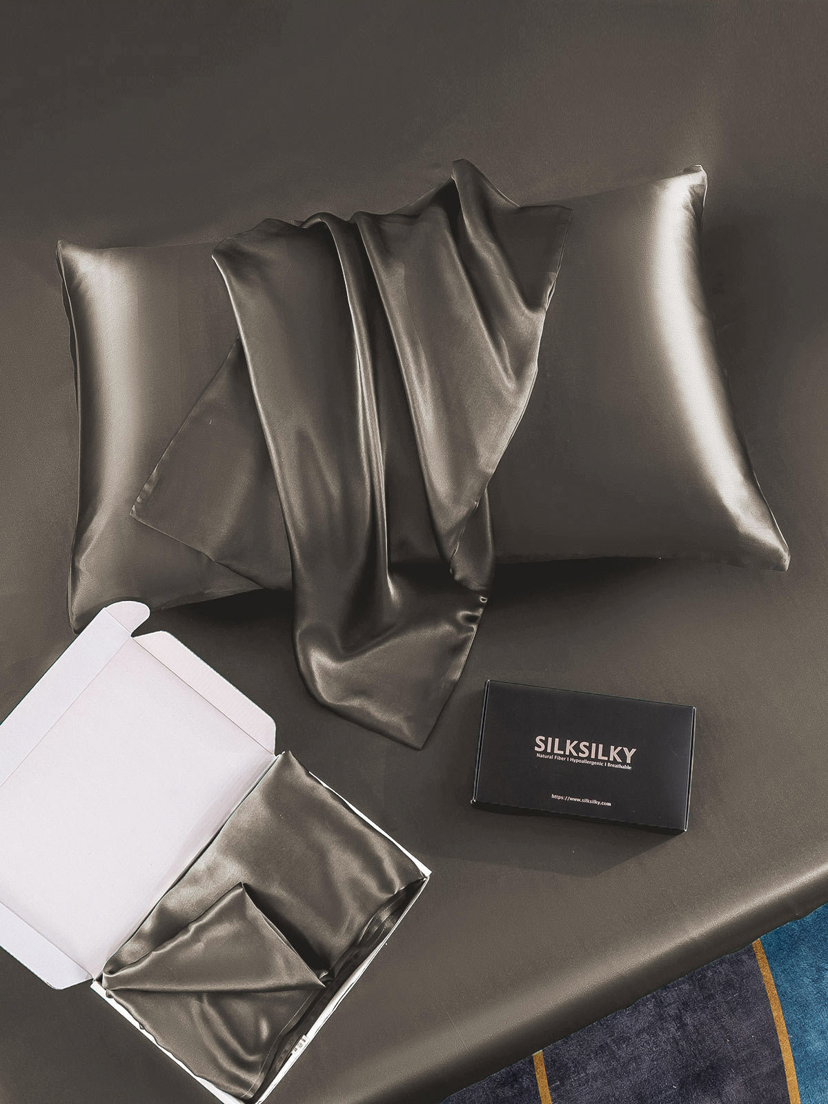 [Dark Gray] SilkSilky-AU 30Momme Pure Silk Pillowcase 005