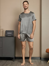 [Dark Gray] SilkSilky-AU Short Sleeve Round Neck Men's Pyjamas 005