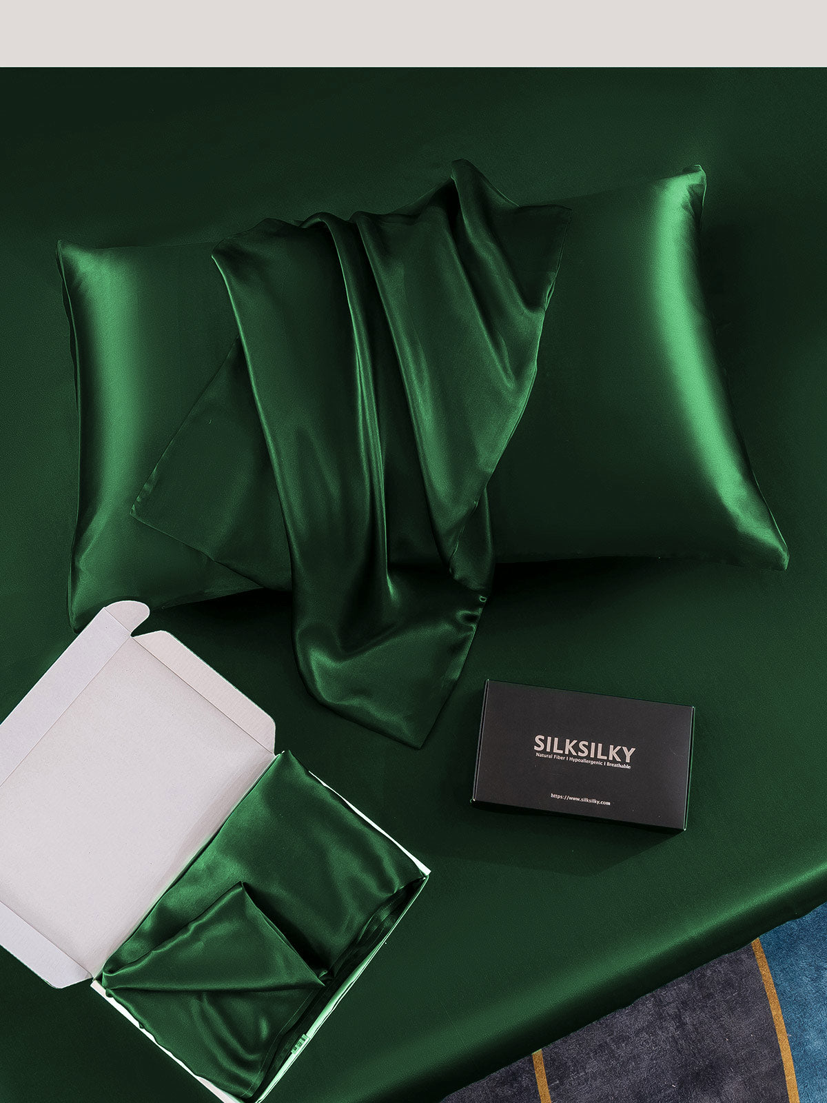 [Dark Green] SilkSilky-AU 19Momme Pure Silk Pillowcase 007