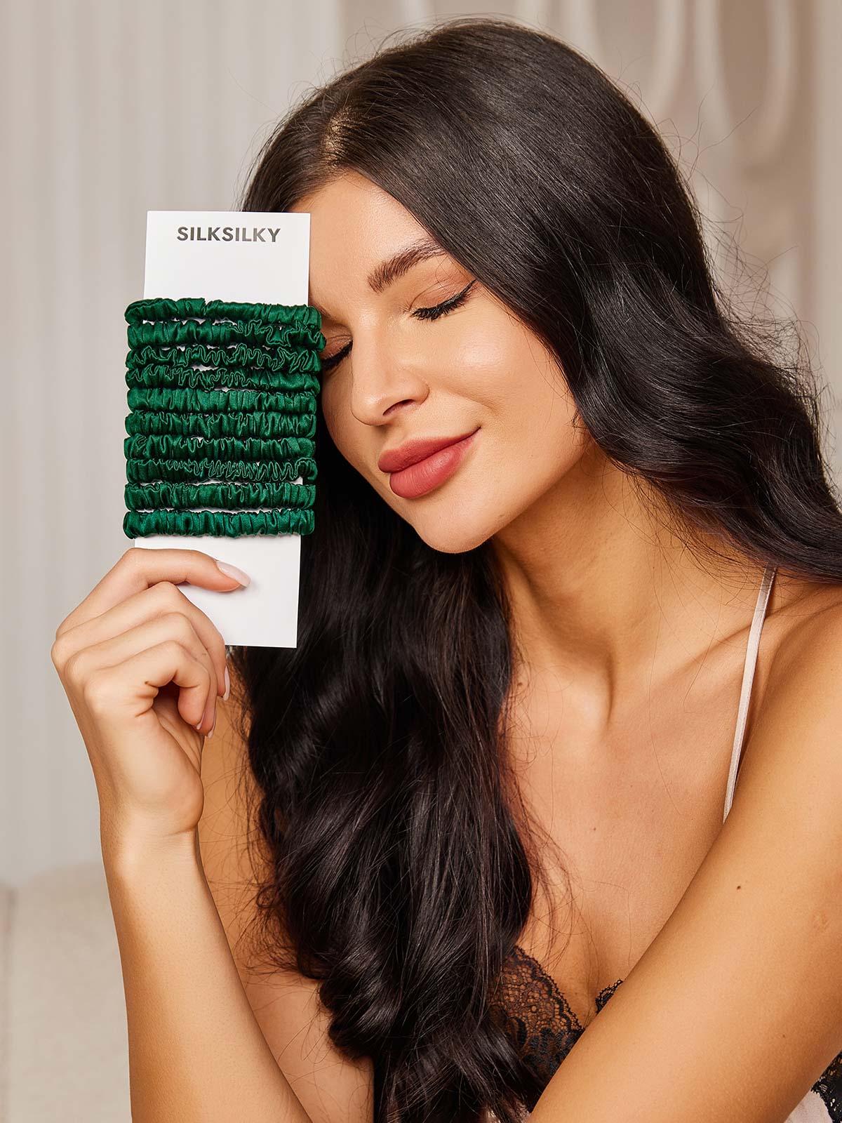 [Dark Green] SilkSilky-AU 19Momme Pure Silk Scrunchie 002