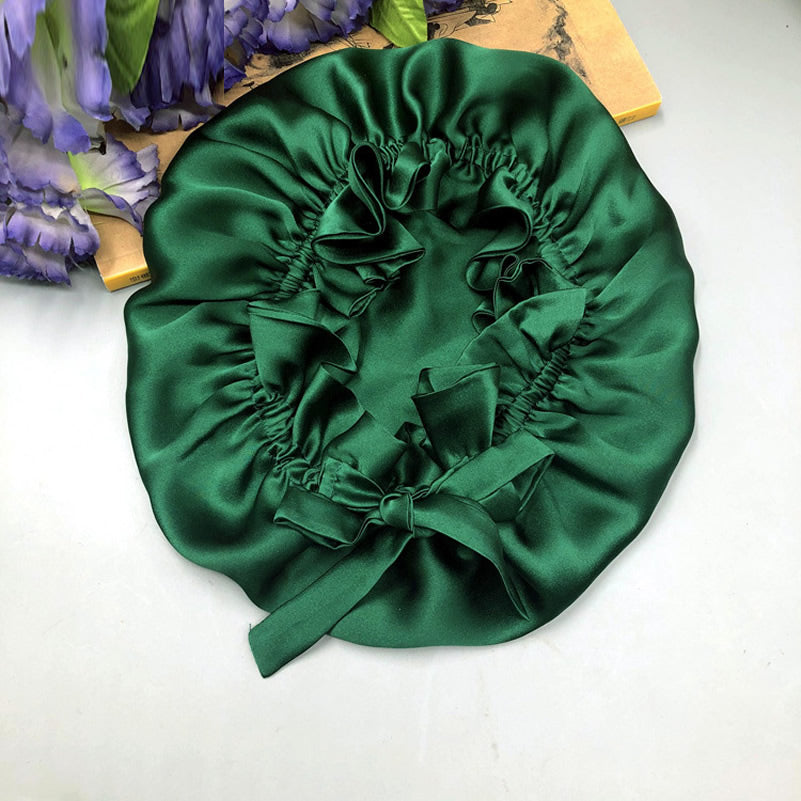 [Dark Green] SilkSilky-AU Pure Silk Sleep Cap 004