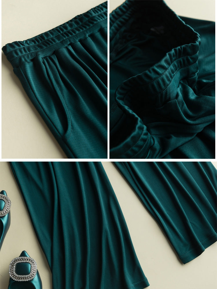 [Dark Green] SilkSilky-AU Silk Knitted Womens Pants 005