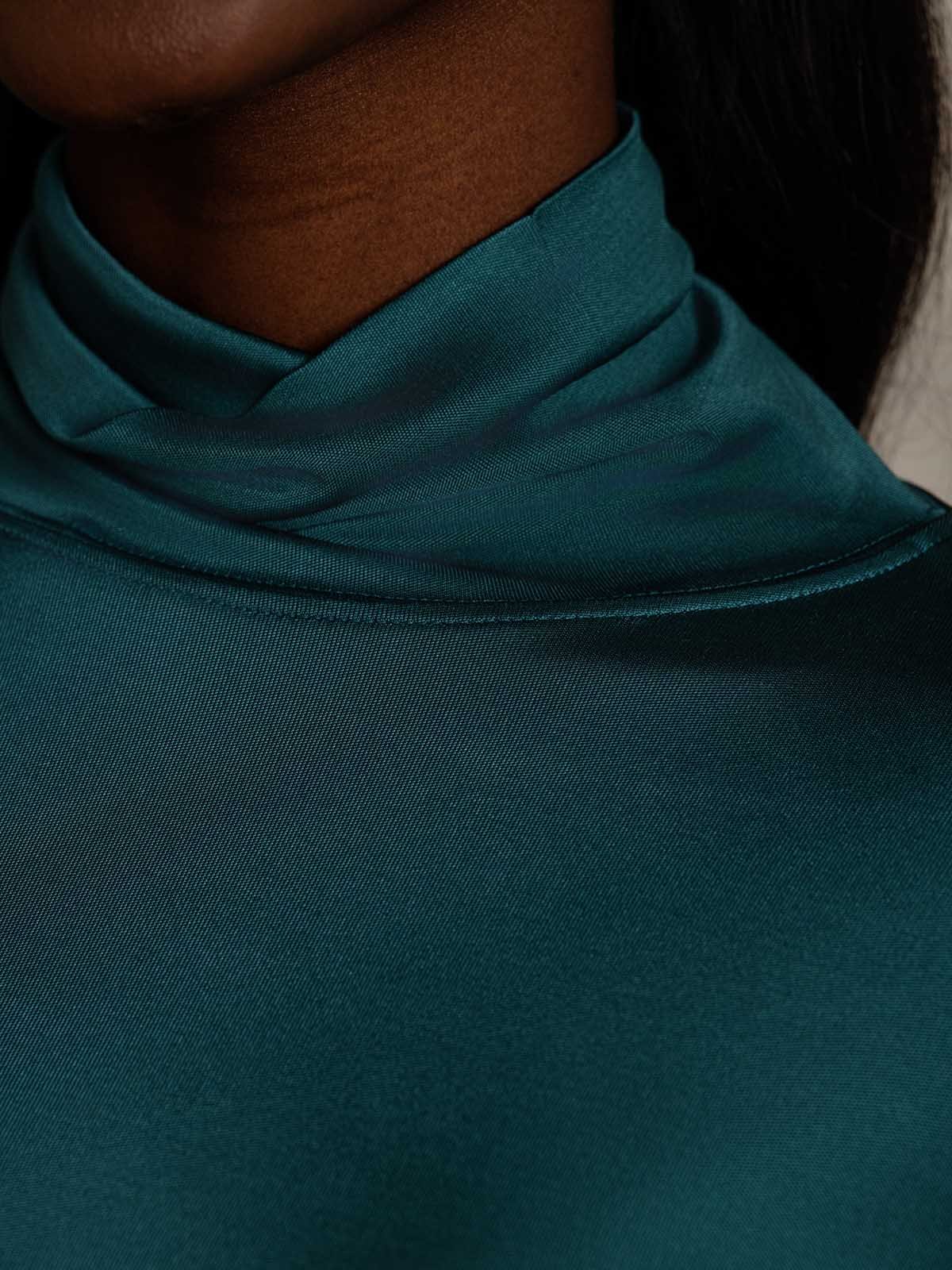 [Dark Green] SilkSilky-AU Silk Long Sleeve Womens T-Shirt 008