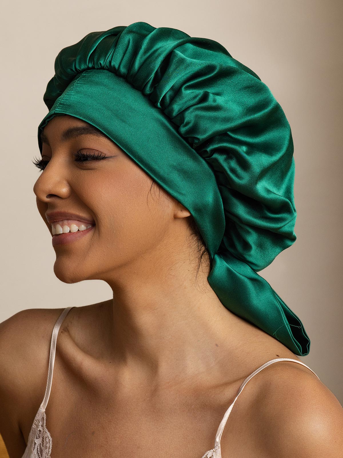 [Dark Green] SilkSilky-AU Pure Silk Sleep Cap 002