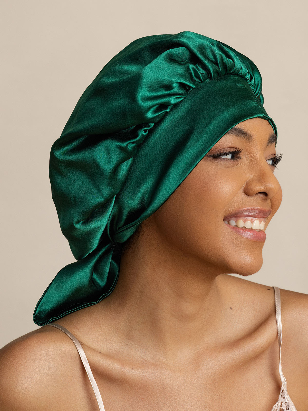 [Dark Green] SilkSilky-AU Pure Silk Sleep Cap 003