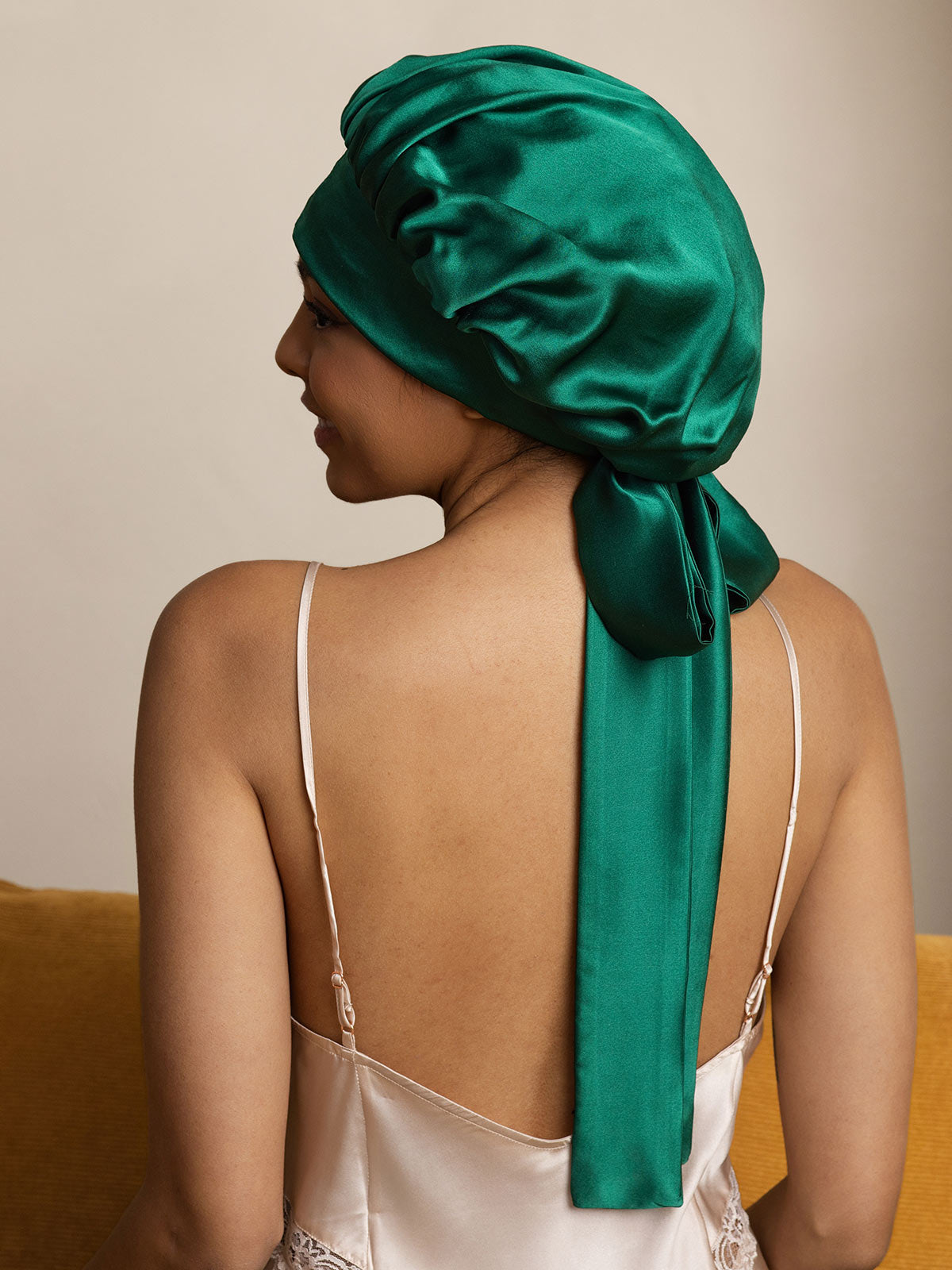 [Dark Green] SilkSilky-AU Pure Silk Sleep Cap 005